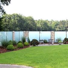 Satiniertes Glas Im Gabion Zaun Garden Fence Panels Glass Garden Outdoor Gardens