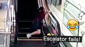 An escalator can never break, it can only become hilarious. Escalator Fails Try Not To Laugh Youtube