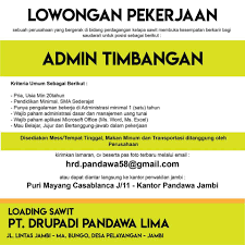 Berikut ini loker poskota terbaru yang tayang pada hari ini untuk anda yang sedang mencari lowongan kerja supir (driver) sopir wanita, . Kantor Pos Karya Maju Jambi Info Lowongan Kerja Selamat Malam Sahabat Loker Pos Berikut Kami Muat Info Loker Buat Luar Kota Jambi Dibutuhkan Admin Timbangan Penempatan Luar Kota