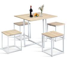 Gymax 5 Piece Dining Table And Chairs Set Metal Legs Compact Space Bar Pub Kitchen Walmart Com In 2020 Dining Table Chairs Bar Set Furniture Dining Table Setting