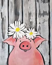 Hey Check Out Lil Barnwood Piggie At Chevys Elk Grove Paint Nite Mini Canvas Art Small Canvas Paintings Animal Canvas Paintings