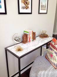 10 minute faux marble console ikea hack rabbithouses ikea console table home decor ikea
