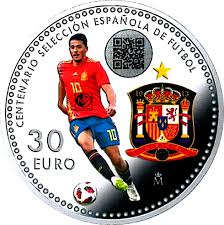 € 12, 20 y 30 euro. Seleccion Espanola De Futbol En Moneda De 30 Euros 2020 Numismatica Visual