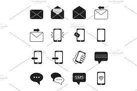 Business Icon Set Of Communication Symbols Phone Message Bubbles Email Signs Business Icon Icon Set Messages