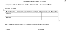 Solved Discussion Board Worksheet For Mitosis The Diploid