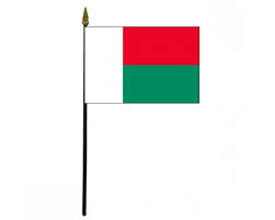 Along the hoist side is a white history of the flag of madagascar : Madagascar Stick Flag