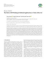 Pdf The Role Of 3d Printing In Medical Applications A State Of The Art