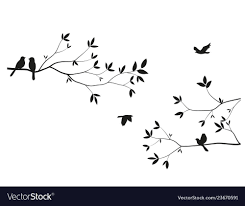 Bird On Tree Branch Silhouette Beautiful Tree Branch With Birds Silhouette Vector Image On In 2020 With Images Bird Silhouette