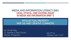 Media And Information Literacy Mil Legal Ethical And Societal Issues In Media And Information Part 1 Intellectual Information Literacy Literacy Ethics