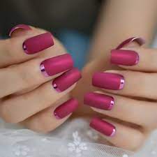 Burgundy matte nails to try this season | naildesignsjournal. Square Matte Metal Nails Cherry Rose Pink Layer Frosted Maroon Nails Artificial Acrylic Press On Nails Buy At The Price Of 1 25 In Aliexpress Com Imall Com