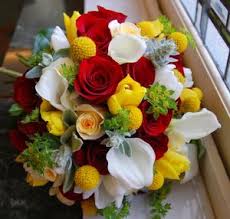 Artificial wedding bouquets in buttery yellow tones. Red Roses And Yellow Tulips
