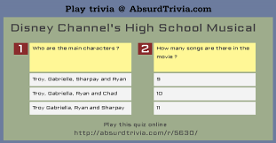 🎶 🎶 we're all in this together. Trivia Quiz Disney Channel S High School Musical