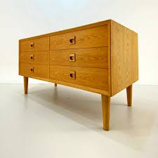 Low long chest of drawers. Danish Low Wide Oak Chest Of Drawers Vampt Vintage Design