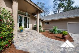 Unlike herringbone pattern laid at 90 degrees which uses mostly halves of cut paving brick, herringbone laid at 45 degrees will need complete cutting at the paving edge. The Classic Paver Driveway Design Using The Herringbone Paver Pattern American Paving Design