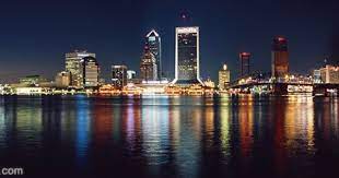 Downtown Jacksonville Skyline And St Johns River At Night Skyline Jacksonville Places In Florida