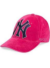 Gucci Baseball Hat With Ny Yankees Patch Farfetch Baseball Hats Gucci Pink Yankees Hat
