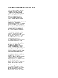 La letra completo del himno nacional argentino es tal cual la cantamos actualmente? Himno Nacional Argentino