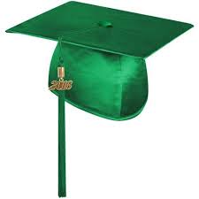 Shiny Green Graduation Cap With Tassel The Classic Graduation Cap Is Made From Shiny Tricot Fabric And Red Graduation Cap Green Graduation Cap Tricot Fabric