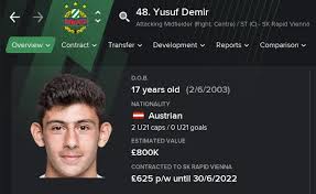 Yusuf demir is an austrian professional footballer who plays as a winger for la liga club barcelona, on loan from rapid wien. Yusuf Demir Is A Future Elite Attacking Midfielder From Austria Fm21 Wonderkids Fm Blog