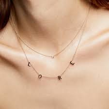 The Original Spaced Letter Necklace Large Letter Necklace Leaf Charm Necklace Necklace
