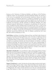 The topic of this video has been processed in. Appendix D Biographic Information On The Committee To Review The Niosh Respiratory Diseases Research Program Respiratory Diseases Research At Niosh Reviews Of Research Programs Of The National Institute For Occupational Safety