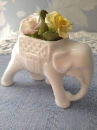 vintage coalport white bone china flower basket on elephant 3 inch england elephant figurines vintage elephant bone china