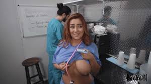 Dashing Curvy Nurse Flashes Her Huge Boobs And Pleases Her Colleague With a  Risky Fuck In Public