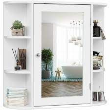 If you prefer a regular mirror to a medicine cabinet, make sure to check out our bathroom mirrors. Costway 6 5 In X 25 In X 26 In White Multipurpose Wall Surface Mount Bathroom Storage Medicine Cabinet With Mirror Hm0010 The Home Depot