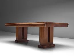 Large Art Deco Table With Wooden Inlay Tabletop In 2020 Art Deco Table Large Oak Dining Tables Art Deco Dining Room