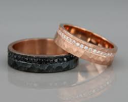 His And Hers Wedding Ring Set 14k Rose Gold Wedding Band Set Etsy Black Diamond Wedding Bands Gold Wedding Band Sets Rose Gold Wedding Ring Sets
