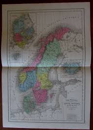 Mathias jensen on for christian eriksen. Scandinavia Sweden Norway Finland Iceland Denmark Lovely C 1851 Scarce Old Map 1851 Karte Raremapsandbooks