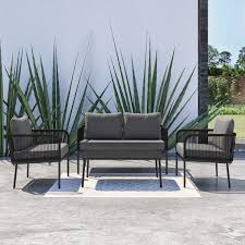 Maintenance is something few of us enjoy, taking time out of your day to fuss over garden sofa materials that may look good, but can quickly deteriorate if left to their own devices. Rope Effect Garden Sofa Set In Grey And Black Furniture123