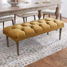 Mustard Velvet Bench In 2021 Dining Table With Bench Dining Table Bench Seat Velvet Bench