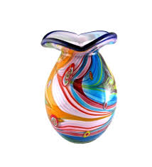 Hand Blown Multicolored Art Glass Vase Murano Style Glass Etsy Art Glass Vase Glass Art Hand Blown