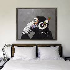Check out our chimp with headphone selection for the very best in unique or custom did you scroll all this way to get facts about chimp with headphone? Banksy Dj Monkey Headphones Art Graffiti Work Print Wall Etsy Headphones Art Banksy Art Banksy Wall Art