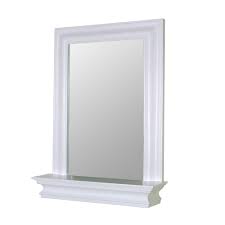Elegant Home Fashions Stratford 18 In W X 24 In H Framed Rectangular Beveled Edge Bathroom Vanity Mirror In White Hd16650 The Home Depot Lighted Wall Mirror Wall Mirror With Shelf