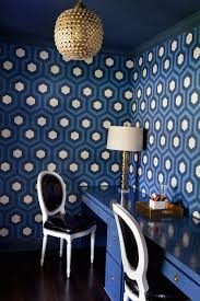 Magic, ball, library, columns, castle 4k wallpaper. Blue Office With Blue Hexagon Wallpaper Contemporary Den Library Office