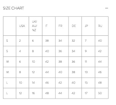 Jovonna Size Guide