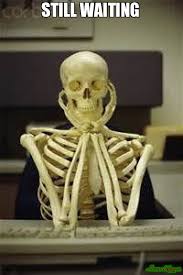 Still Waiting Meme Skeleton At Computer Waiting Meme Funny Skeleton Patriots Fans