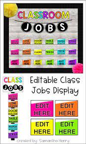 Rotating a variety of jobs among students will ensure that everyone is sharing these responsibilities and will help prevent jealousy over coveted jobs. Class Jobs Editable School Pop Decor Classroom Jobs Classroom Jobs Display Classroom Job Chart