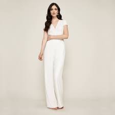 We Love This White Jumpsuit For The Rehearsal Dinner Bride Wedding Tadashishojibridal Necklines For Dresses Top Wedding Dress Designers Wedding Jumpsuit