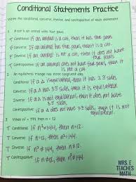 Conditional Statements Practice For Geometry Interactive Notebooks Teaching Geometry Geometry Interactive Notebook High School Math Lesson Plans