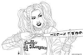 Coloriage Harley With Bat Suicide Squad Dessin Harley Quinn à imprimer