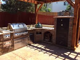 outdoor kitchen with grill green egg