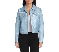 bagatelle collection pearl embellished faux leather jacket qvc com