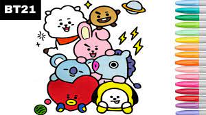 Bt21 on twitter 7 whose drawing chimmy. Bt21 Coloring Pages Chimmy Tata Cooky Shooky Mang Rj Youtube