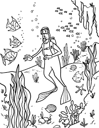 This type of equipment allows divers to work underwater for long periods, go deeper than a snorkel allows and have greater mobility than i. Printable Scuba Diver Coloring Page