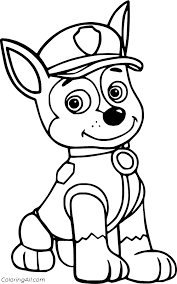 Marshall and zuma fighting over a bone. Chase Paw Patrol Coloring Pages Coloringall