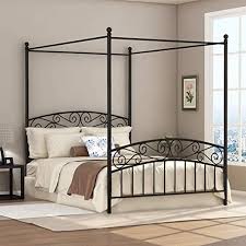 If you decide to take on this project i highly recommend you download the printable pdf below to have with you the bed rail hardware is great but to be honest, the 2×6 bed rails may not be completely straight. Amazon Com Deluxe Design Queen Size Metal Canopy Bed Frame With Ornate European Style Headboard Footboard Sturdy Steel Holds Perfectly Fits Mattress Easy Diy Assembly Black Kitchen Dining