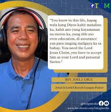 You know in this life, kapag wala kang Diyos kahit matalino ka, kahit ano  yung kayamanan na meron ka, yung title mo even education, di assurance yan  para maging maligaya ka sa